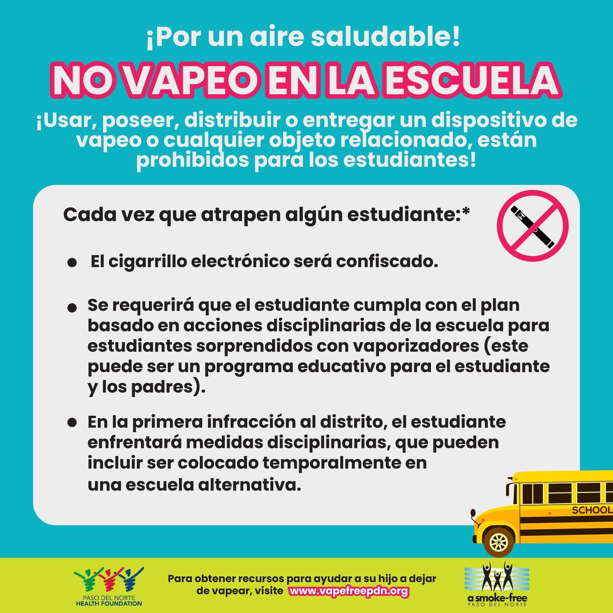No vapeo en la escuela